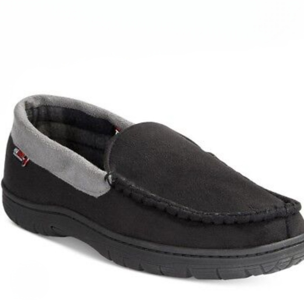 32⁰ Heat Men's Black & Gray Moccasin Slippers
